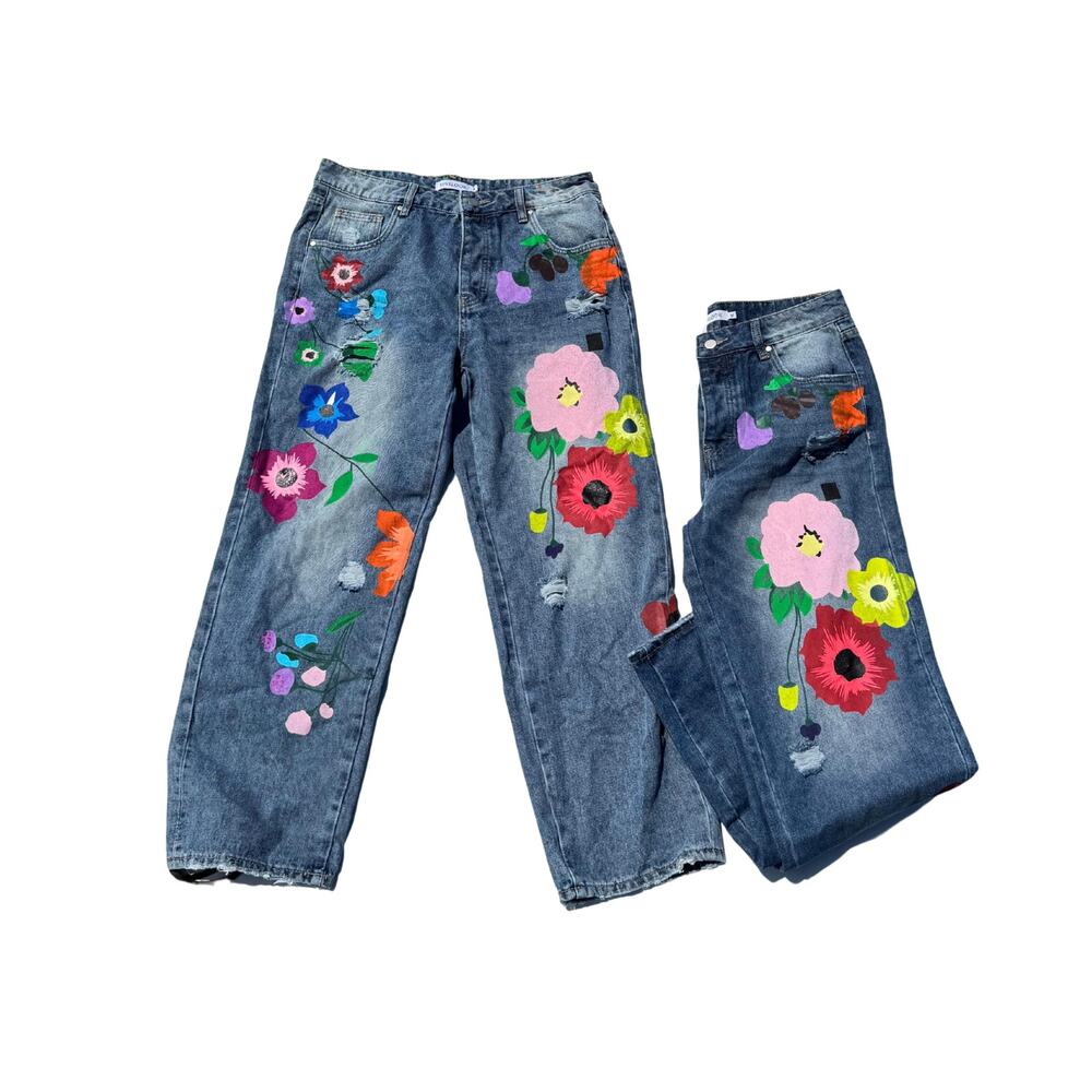 Lot of 2 Vintage Flower jeans womens Medium